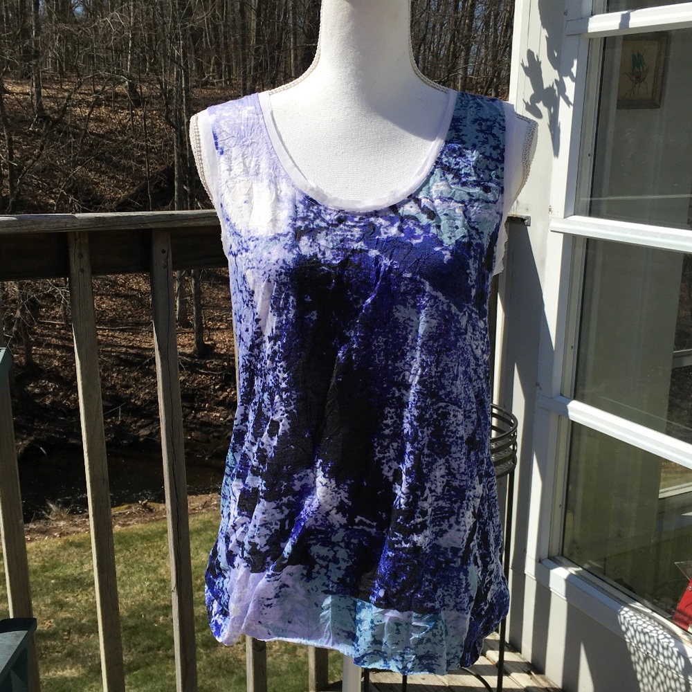 Simply Vera Vera Wang size S blue and white mesh knit top